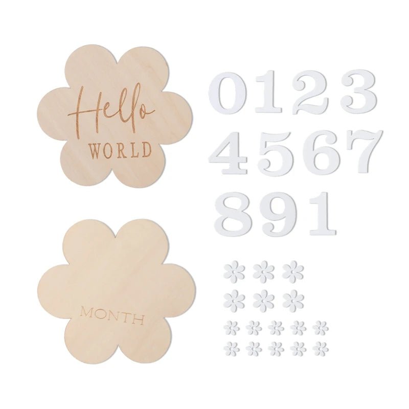 1Set Wooden Baby Month Milestone Card Cloud Shape Record Card Newborn Birthday Gift Souvenir Baby Photo Photography Accessories - FLUFFI