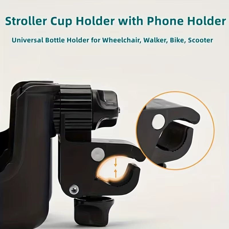 2 - In - 1 Universal Stroller - Water Cup Holder x Phone Holder - Universal Bottle Holder - FLUFFI