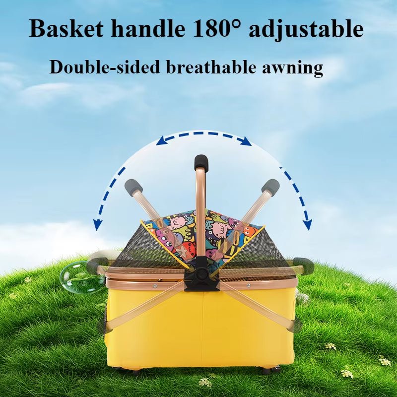 2 In1 Pet Stroller for Medium/Large Dog/Cat One Click Folding Portable Dog Bassinet Detachable Pet Trolly Cart with Canopy Brake - FLUFFI