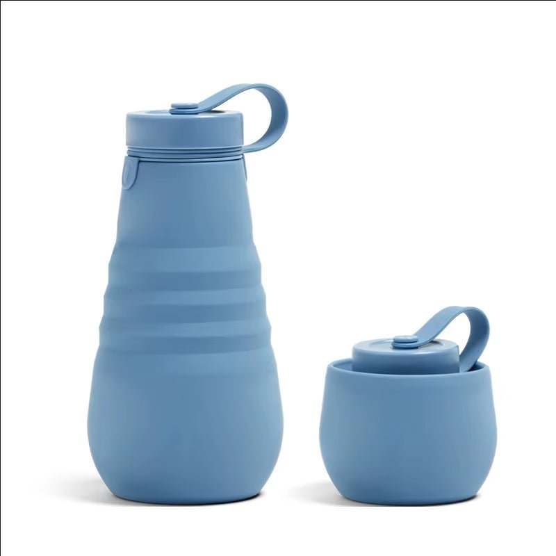 20Oz Silicone Collapsible Water Bottle Compressible Bottle Retractable Cup Sports Travel Portable Pot Belly Cup Outdoor Kettle - FLUFFI