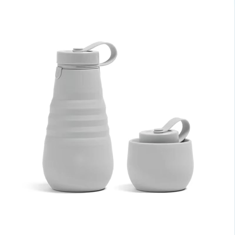 20Oz Silicone Collapsible Water Bottle Compressible Bottle Retractable Cup Sports Travel Portable Pot Belly Cup Outdoor Kettle - FLUFFI