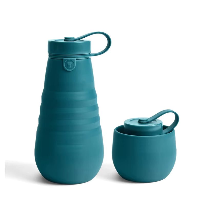 20Oz Silicone Collapsible Water Bottle Compressible Bottle Retractable Cup Sports Travel Portable Pot Belly Cup Outdoor Kettle - FLUFFI
