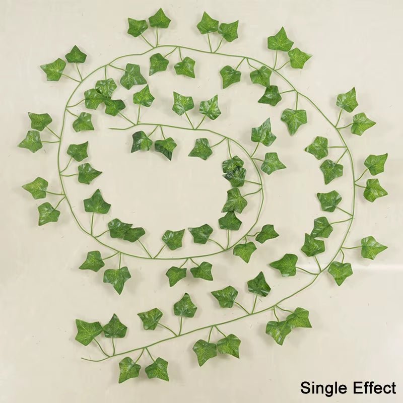 2.1M Artificial Plant Green Ivy Leaf Garland Silk Wall Hanging Vine Home Garden Decoration Wedding Party DIY Fake Wreath Leaves - FLUFFI