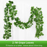 2.1M Artificial Plant Green Ivy Leaf Garland Silk Wall Hanging Vine Home Garden Decoration Wedding Party DIY Fake Wreath Leaves - FLUFFI
