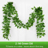 2.1M Artificial Plant Green Ivy Leaf Garland Silk Wall Hanging Vine Home Garden Decoration Wedding Party DIY Fake Wreath Leaves - FLUFFI