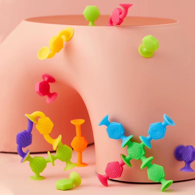25Pcs/Set Textured Suction Cup Building Toys for Kids, Stacking Construction Suckers Toys for Playroom, Bath & Travel - FLUFFI