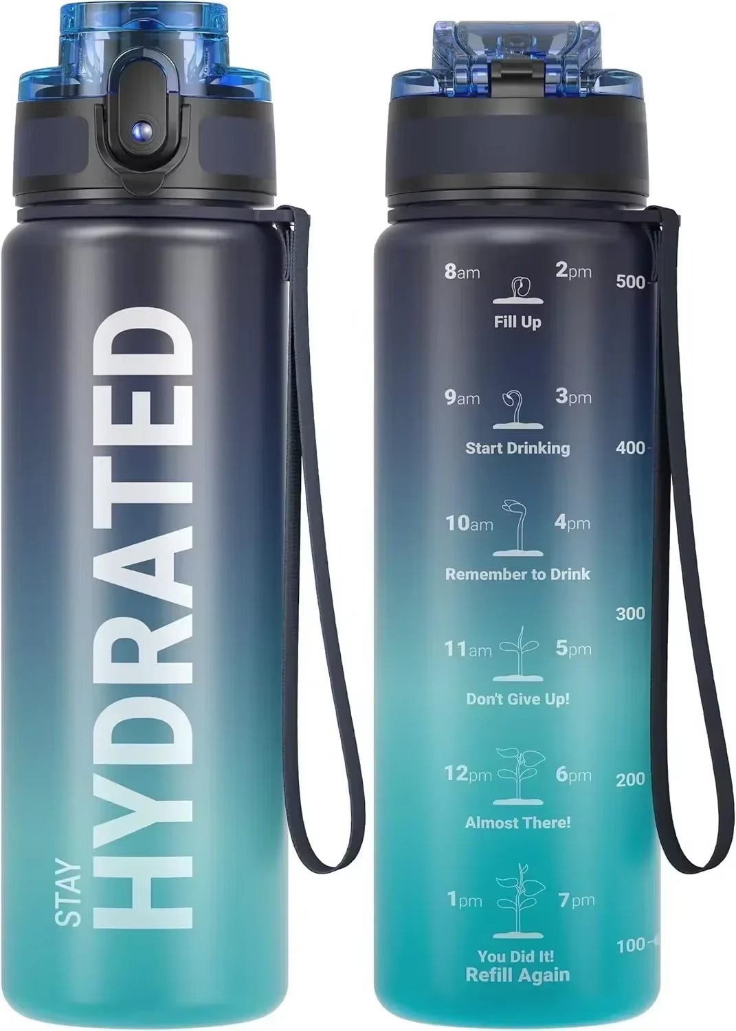 32Oz Water Bottle Motivational Sport Water Bottle Leakproof Drinking Bottles Outdoor Sports Travel Kettle Drinking Water Bottle - FLUFFI