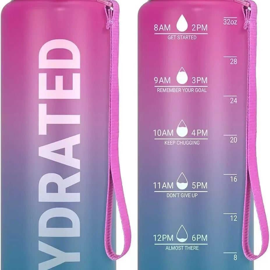 32Oz Water Bottle Motivational Sport Water Bottle Leakproof Drinking Bottles Outdoor Sports Travel Kettle Drinking Water Bottle - FLUFFI