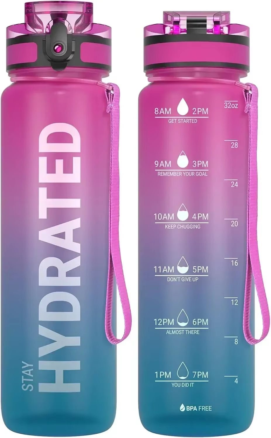 32Oz Water Bottle Motivational Sport Water Bottle Leakproof Drinking Bottles Outdoor Sports Travel Kettle Drinking Water Bottle - FLUFFI