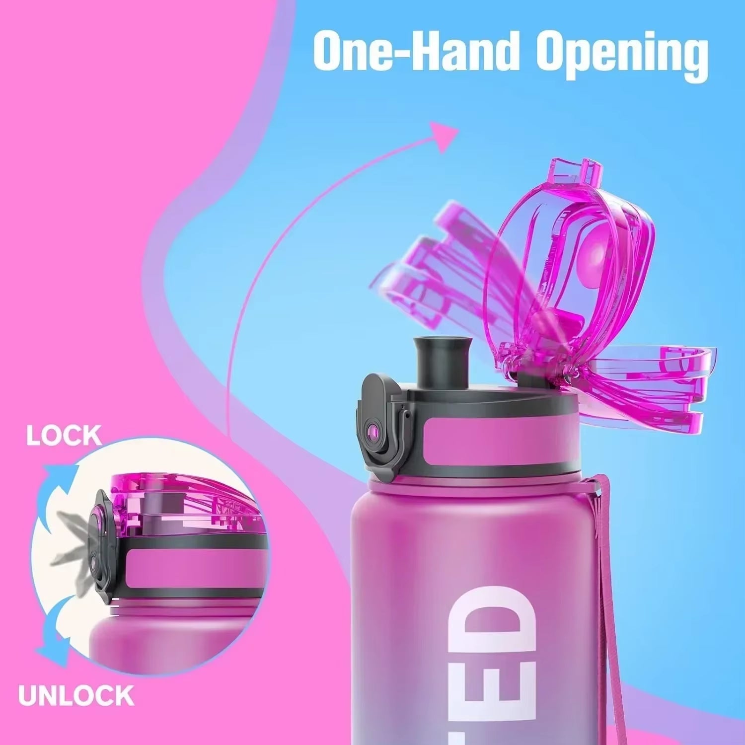 32Oz Water Bottle Motivational Sport Water Bottle Leakproof Drinking Bottles Outdoor Sports Travel Kettle Drinking Water Bottle - FLUFFI