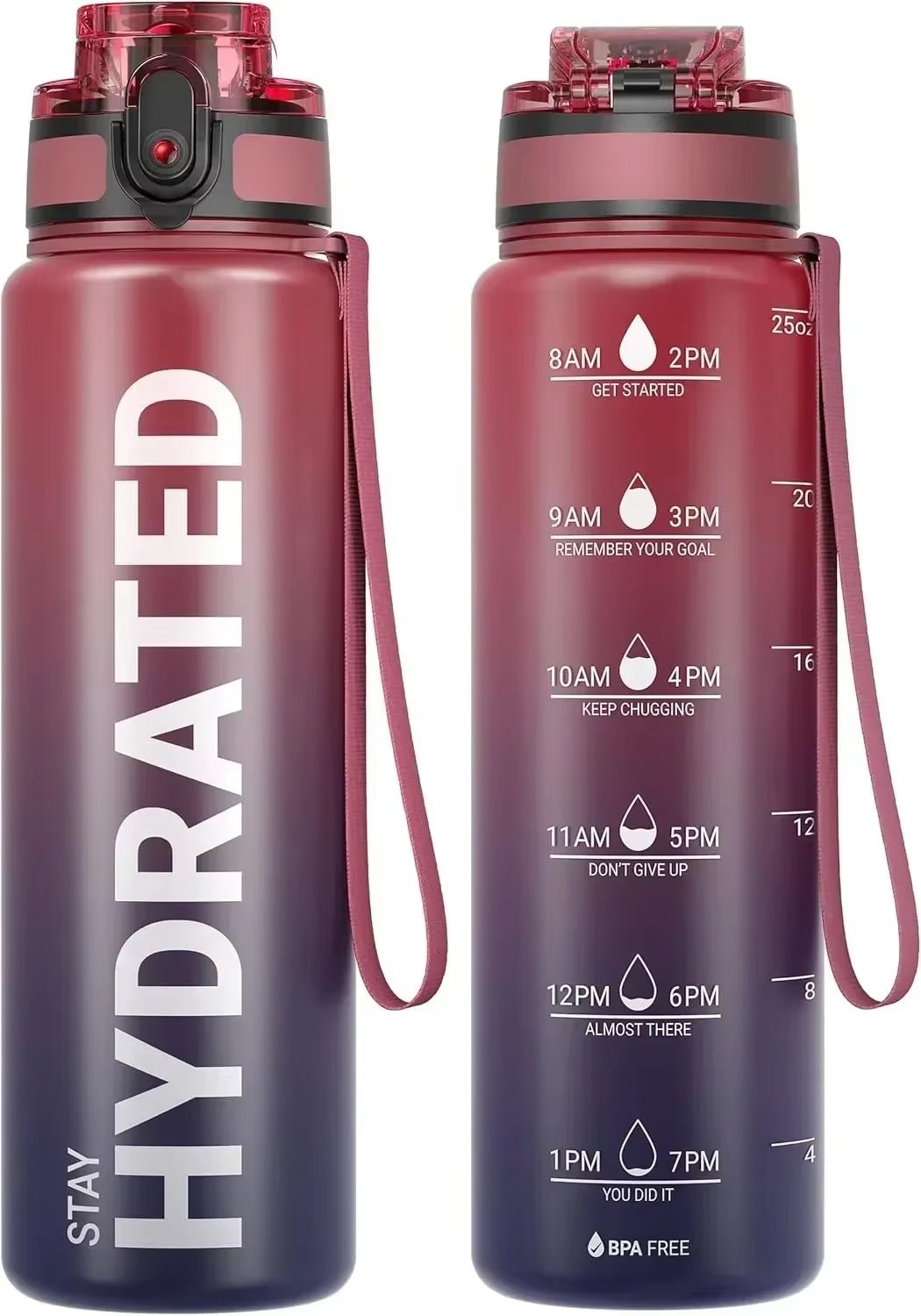 32Oz Water Bottle Motivational Sport Water Bottle Leakproof Drinking Bottles Outdoor Sports Travel Kettle Drinking Water Bottle - FLUFFI