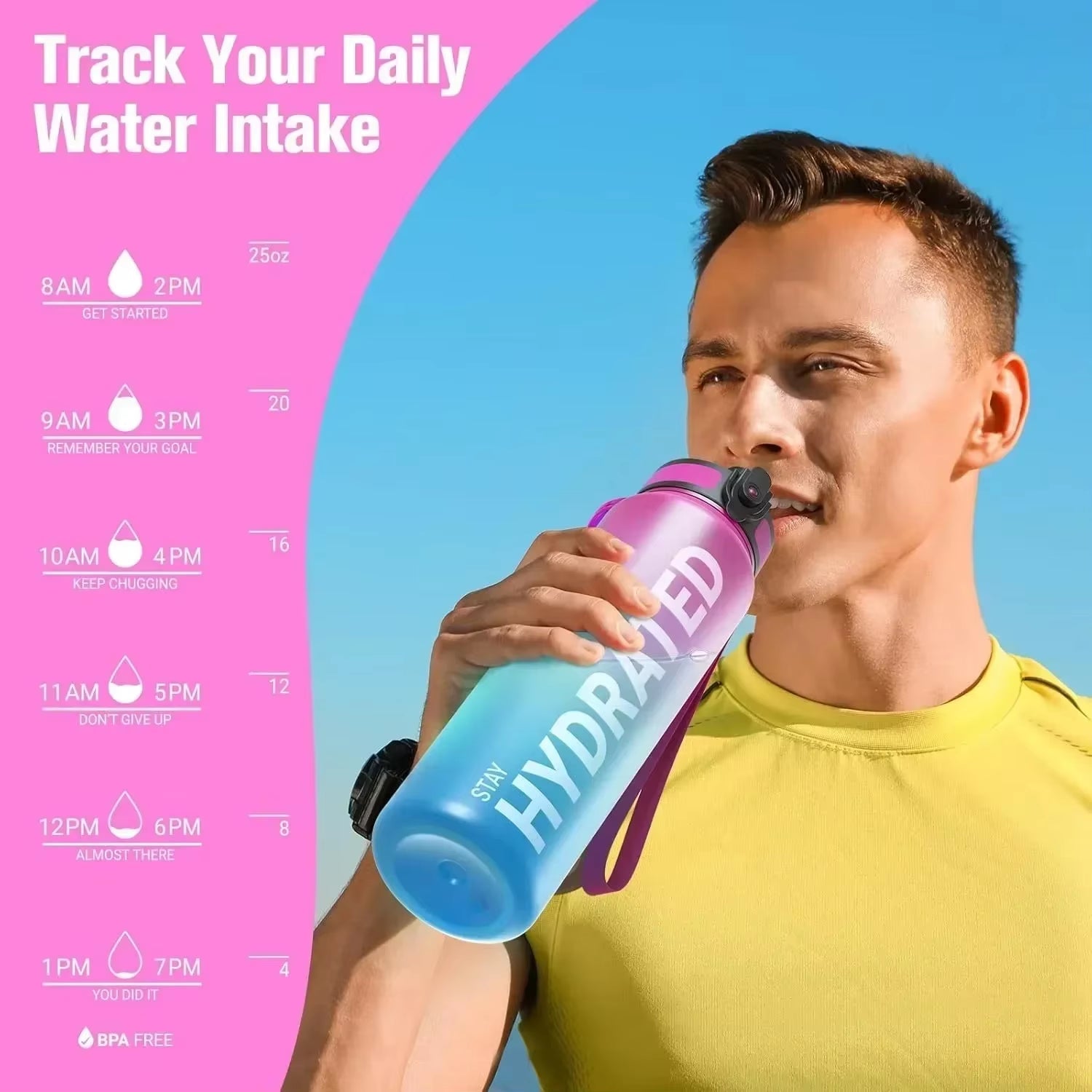 32Oz Water Bottle Motivational Sport Water Bottle Leakproof Drinking Bottles Outdoor Sports Travel Kettle Drinking Water Bottle - FLUFFI