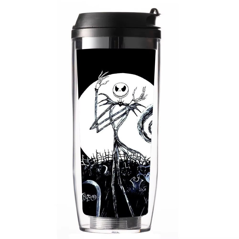 350ML the Nightmare before Christmas Straw Cup Women Men Cartoon Jack Skellington Portable Water Cup Anime - FLUFFI