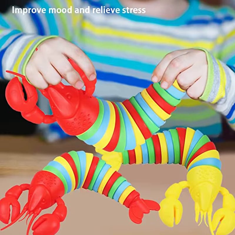 3D Articulated Stretch Lobster Stress Reliever Hand Toy, Sensory Fidget Toy for Adults and Kids, Pressure Relieving Desk Toy - FLUFFI