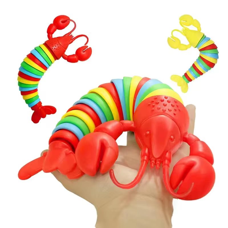 3D Articulated Stretch Lobster Stress Reliever Hand Toy, Sensory Fidget Toy for Adults and Kids, Pressure Relieving Desk Toy - FLUFFI
