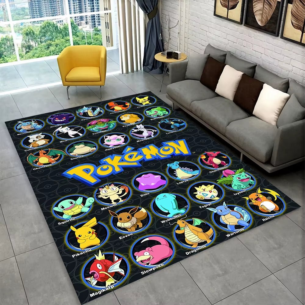 3D Cute Pokemon Cartoon Carpet Rug for Home Living Room Bedroom Sofa Doormat Decor,Child Play Area Rug Non - Slip Floor Mat Gift - FLUFFI