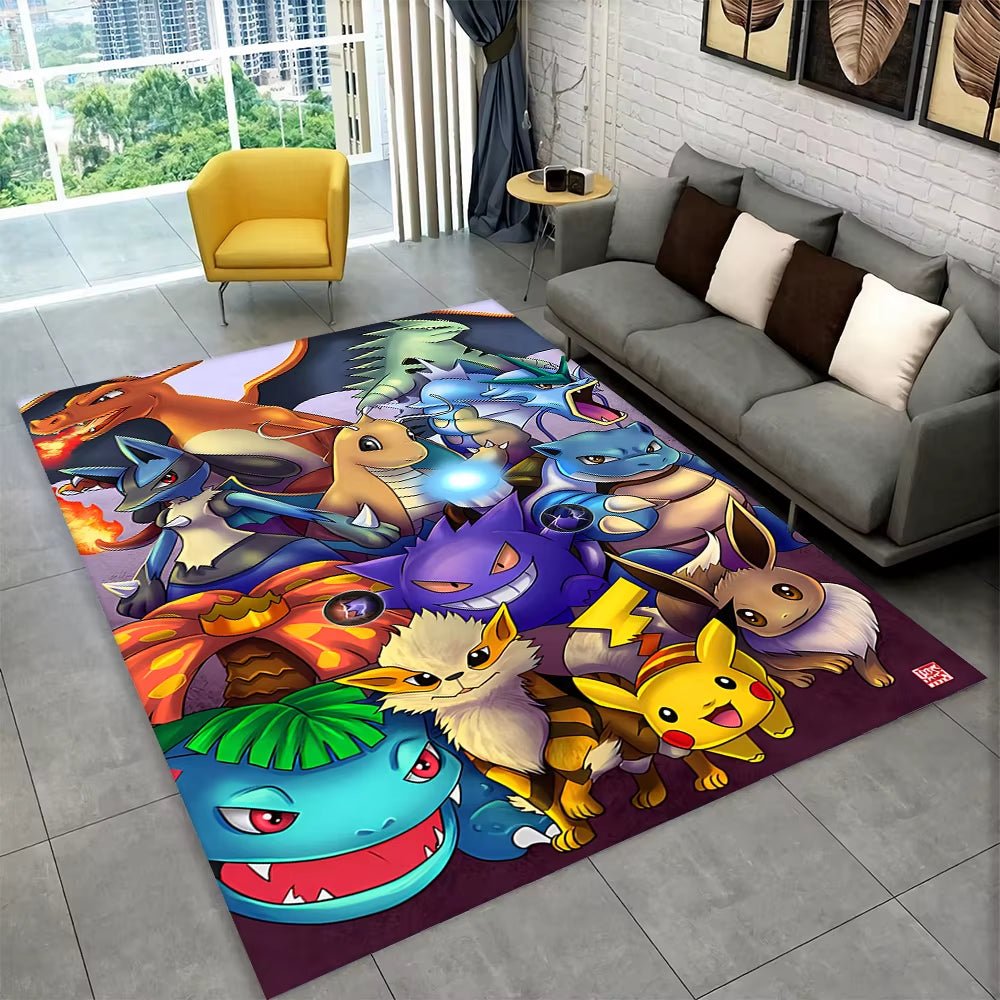 3D Cute Pokemon Cartoon Carpet Rug for Home Living Room Bedroom Sofa Doormat Decor,Child Play Area Rug Non - Slip Floor Mat Gift - FLUFFI