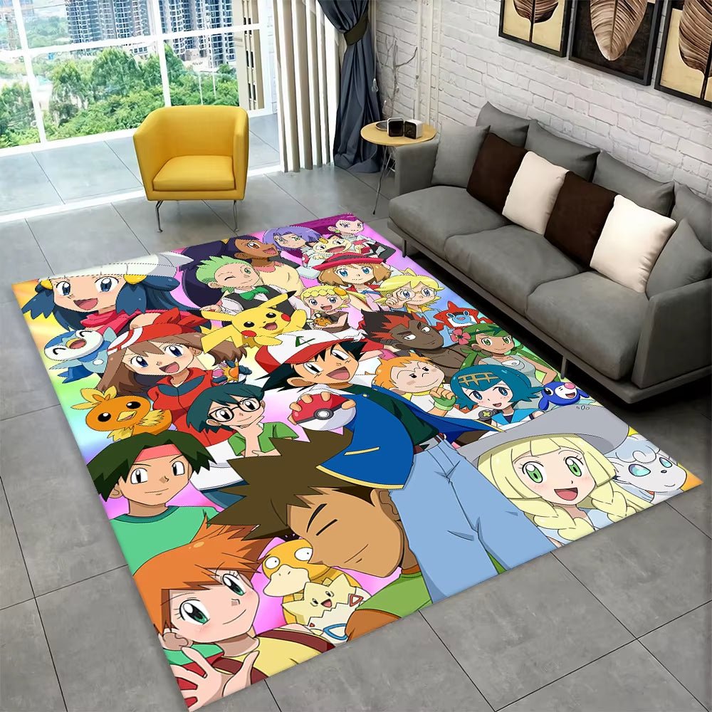 3D Cute Pokemon Cartoon Carpet Rug for Home Living Room Bedroom Sofa Doormat Decor,Child Play Area Rug Non - Slip Floor Mat Gift - FLUFFI