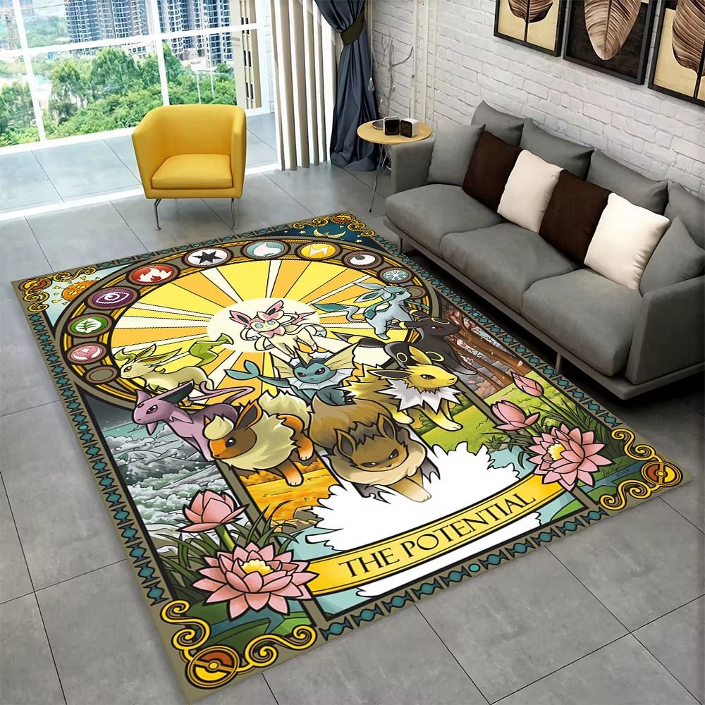 3D Cute Pokemon Cartoon Carpet Rug for Home Living Room Bedroom Sofa Doormat Decor,Child Play Area Rug Non - Slip Floor Mat Gift - FLUFFI