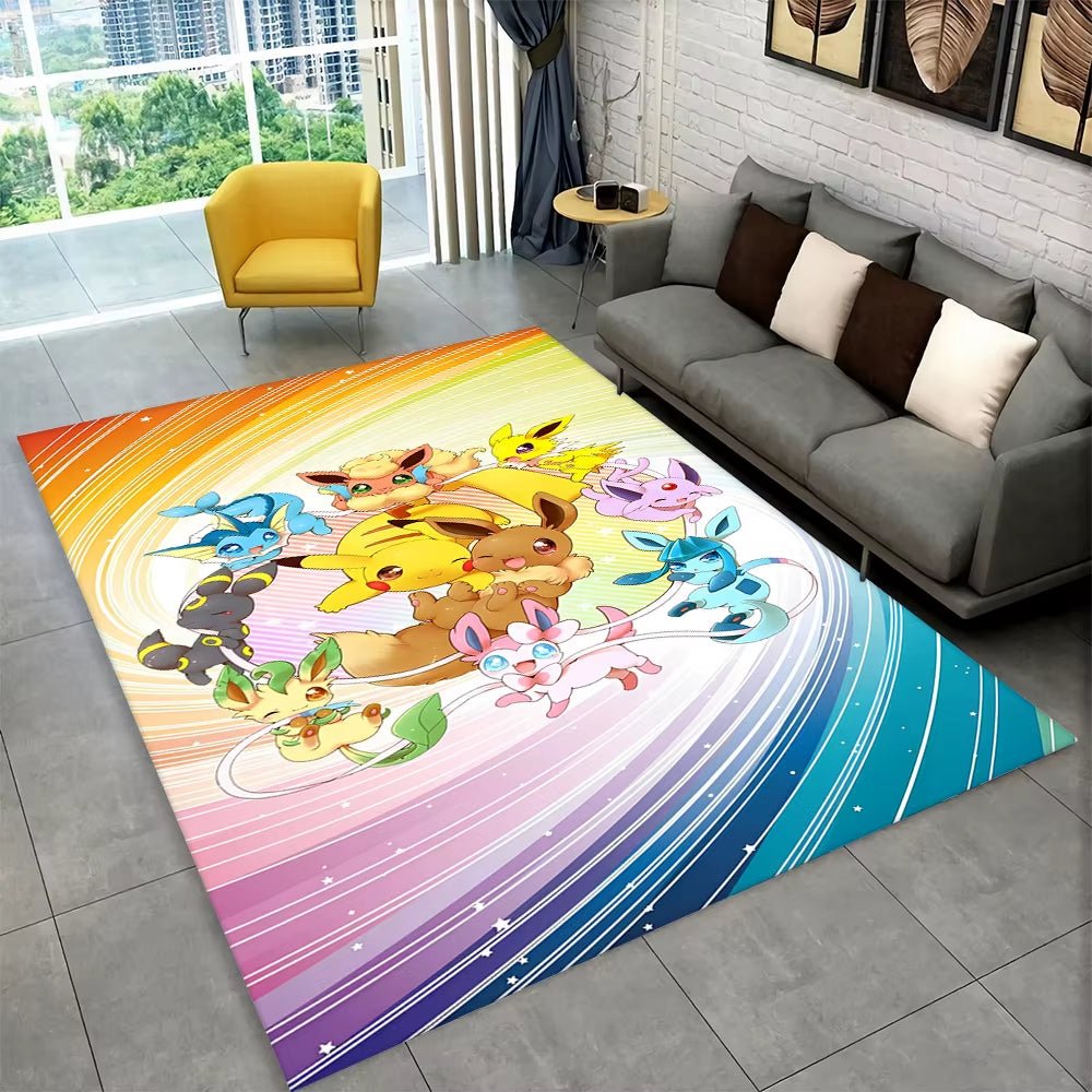 3D Cute Pokemon Cartoon Carpet Rug for Home Living Room Bedroom Sofa Doormat Decor,Child Play Area Rug Non - Slip Floor Mat Gift - FLUFFI