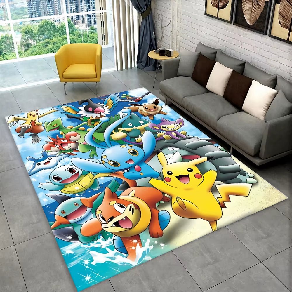 3D Cute Pokemon Cartoon Carpet Rug for Home Living Room Bedroom Sofa Doormat Decor,Child Play Area Rug Non - Slip Floor Mat Gift - FLUFFI