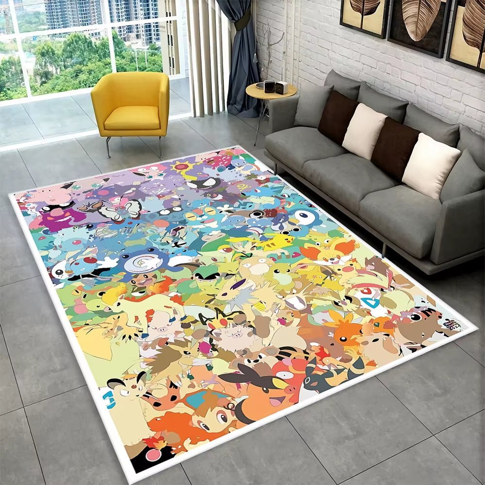 3D Cute Pokemon Cartoon Carpet Rug for Home Living Room Bedroom Sofa Doormat Decor,Child Play Area Rug Non - Slip Floor Mat Gift - FLUFFI