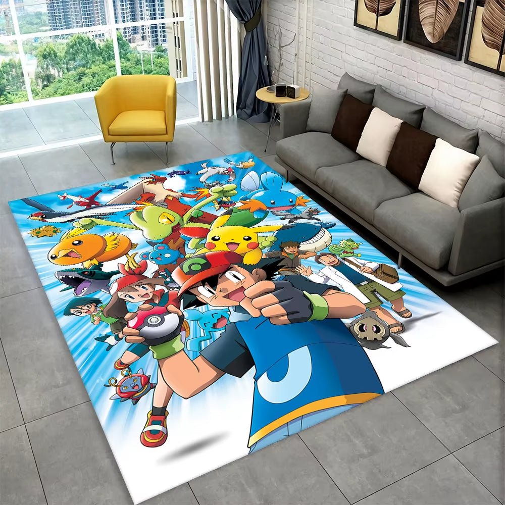 3D Cute Pokemon Cartoon Carpet Rug for Home Living Room Bedroom Sofa Doormat Decor,Child Play Area Rug Non - Slip Floor Mat Gift - FLUFFI
