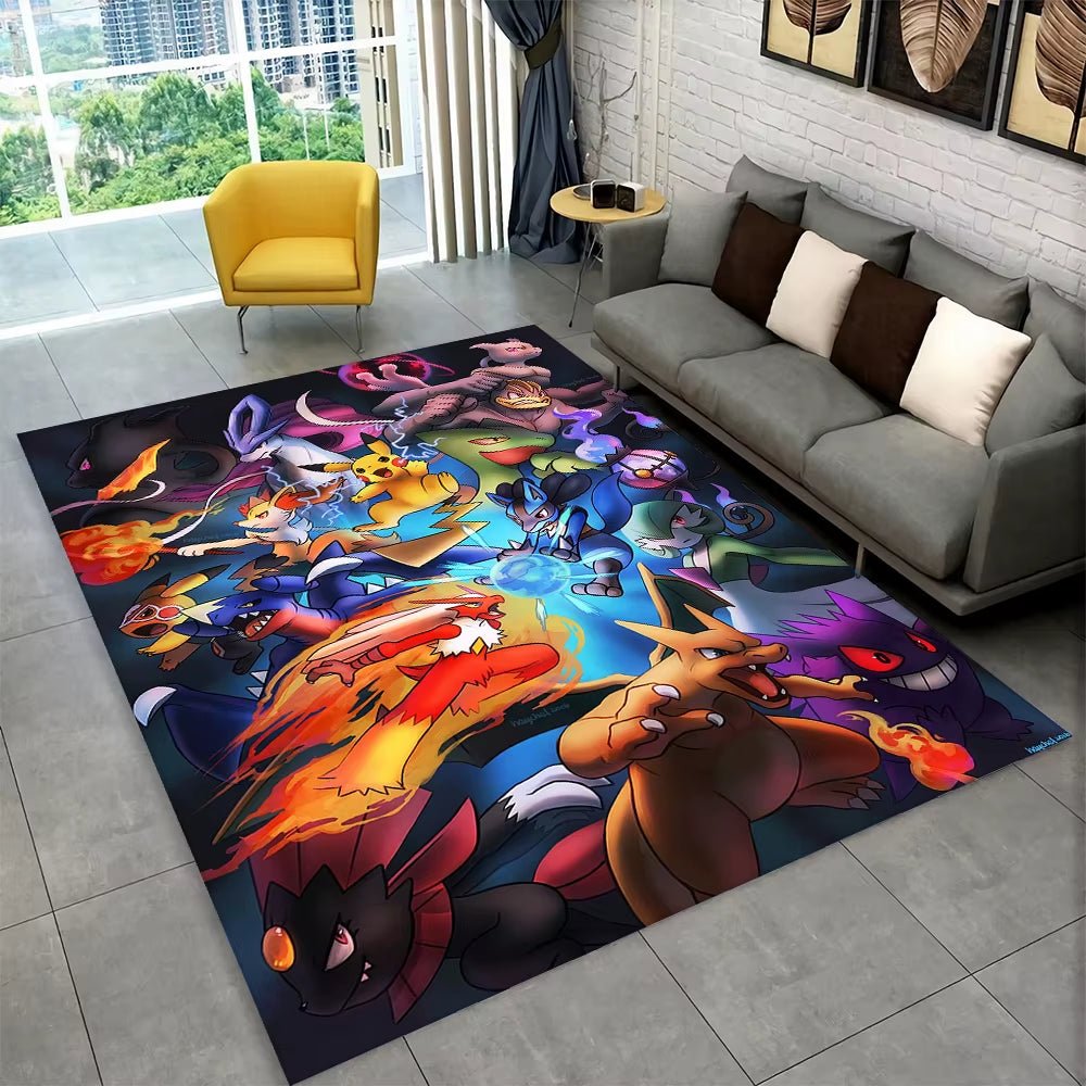 3D Cute Pokemon Cartoon Carpet Rug for Home Living Room Bedroom Sofa Doormat Decor,Child Play Area Rug Non - Slip Floor Mat Gift - FLUFFI