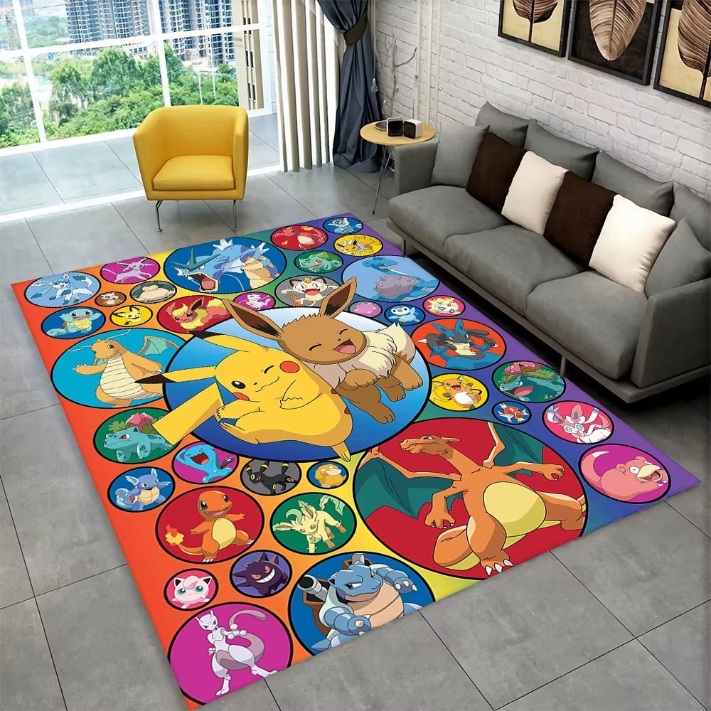 3D Cute Pokemon Cartoon Carpet Rug for Home Living Room Bedroom Sofa Doormat Decor,Child Play Area Rug Non - Slip Floor Mat Gift - FLUFFI