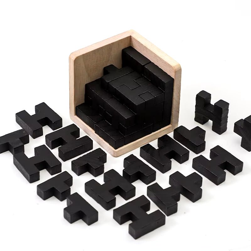 3D Wooden Puzzles IQ Toy 54Pcs L/ 54Pcs TH Shape Cube Educational Toys for Puzzle Enthusiasts, Intellectual Game - FLUFFI