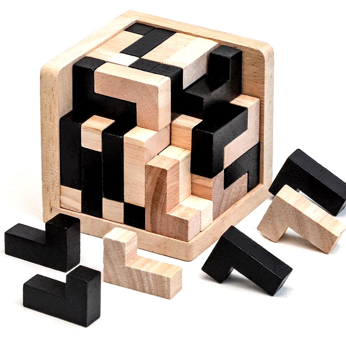 3D Wooden Puzzles IQ Toy 54Pcs L/ 54Pcs TH Shape Cube Educational Toys for Puzzle Enthusiasts, Intellectual Game - FLUFFI
