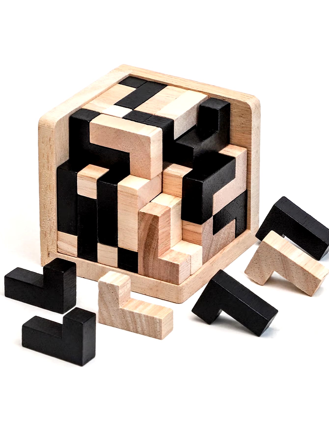 3D Wooden Puzzles IQ Toy 54Pcs L/ 54Pcs TH Shape Cube Educational Toys for Puzzle Enthusiasts, Intellectual Game - FLUFFI