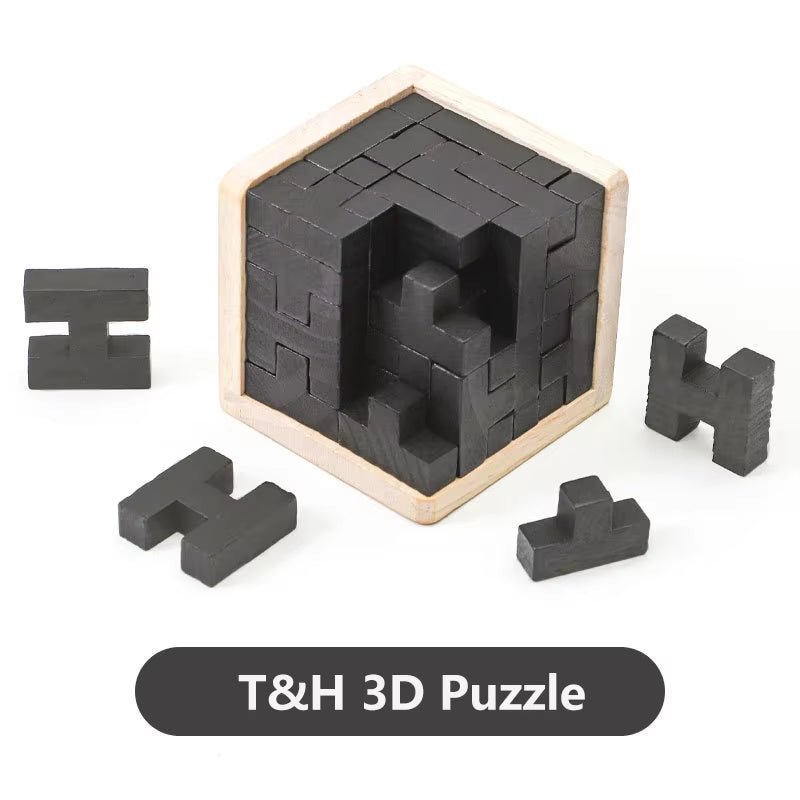3D Wooden Puzzles IQ Toy 54Pcs L/ 54Pcs TH Shape Cube Educational Toys for Puzzle Enthusiasts, Intellectual Game - FLUFFI