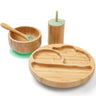 4Pcs Children'S Tableware Suction Plate Bowl Baby Dishes Baby Feeding Dishes Spoon Fork Sets Bamboo Plate for Kids Tableware - FLUFFI