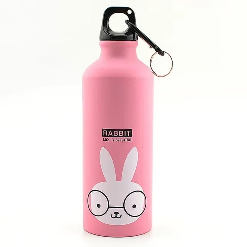 500ML Animal Pattern Outdoor Sports Aluminum Water Bottle Portable Water Cup Mountaineering Buckle Small Mouth Single Layer Cup - FLUFFI