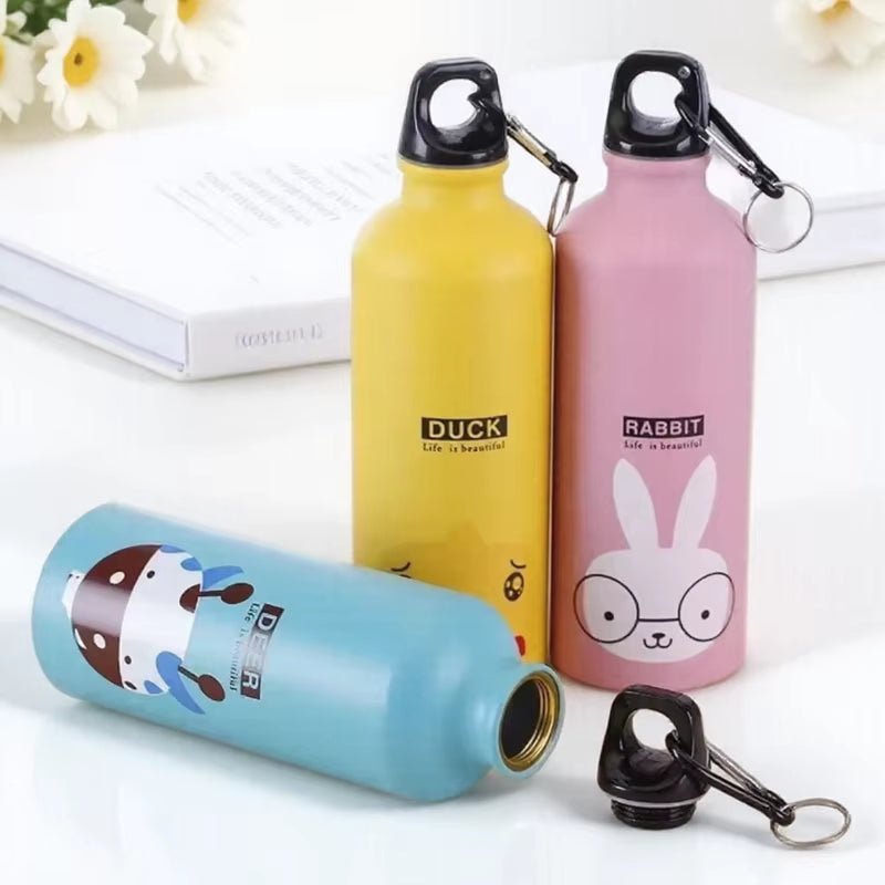 500ML Animal Pattern Outdoor Sports Aluminum Water Bottle Portable Water Cup Mountaineering Buckle Small Mouth Single Layer Cup - FLUFFI