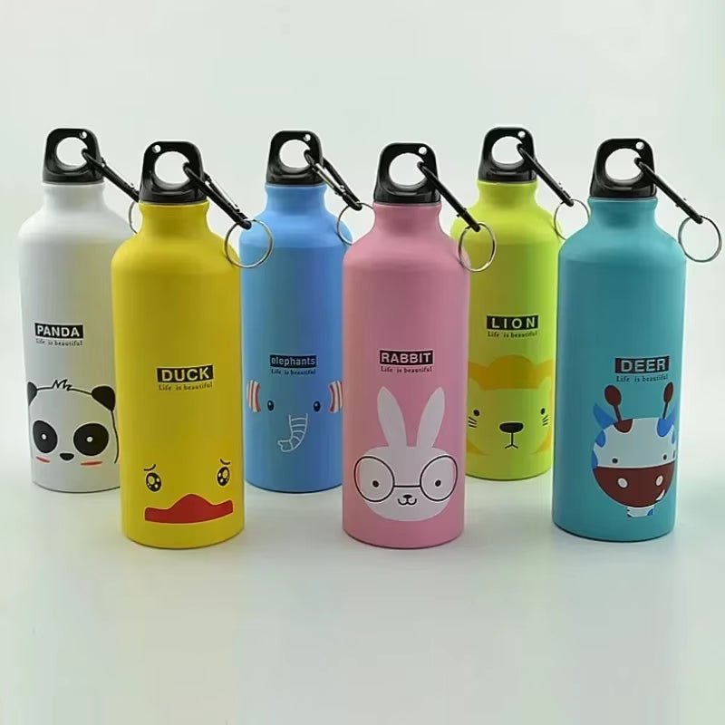 500ML Animal Pattern Outdoor Sports Aluminum Water Bottle Portable Water Cup Mountaineering Buckle Small Mouth Single Layer Cup - FLUFFI