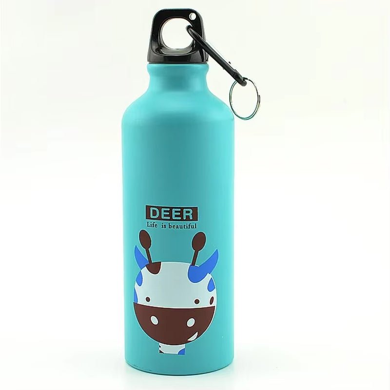 500ML Animal Pattern Outdoor Sports Aluminum Water Bottle Portable Water Cup Mountaineering Buckle Small Mouth Single Layer Cup - FLUFFI