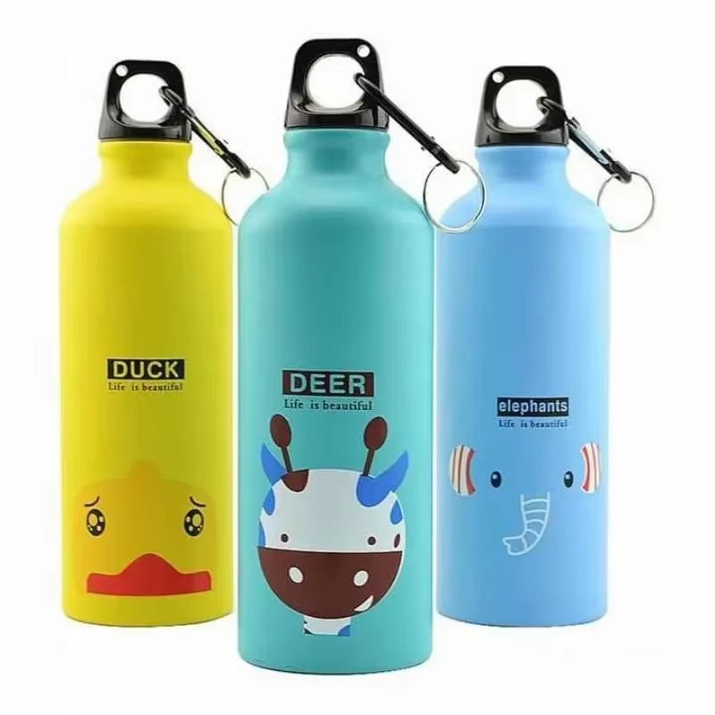 500ML Animal Pattern Outdoor Sports Aluminum Water Bottle Portable Water Cup Mountaineering Buckle Small Mouth Single Layer Cup - FLUFFI