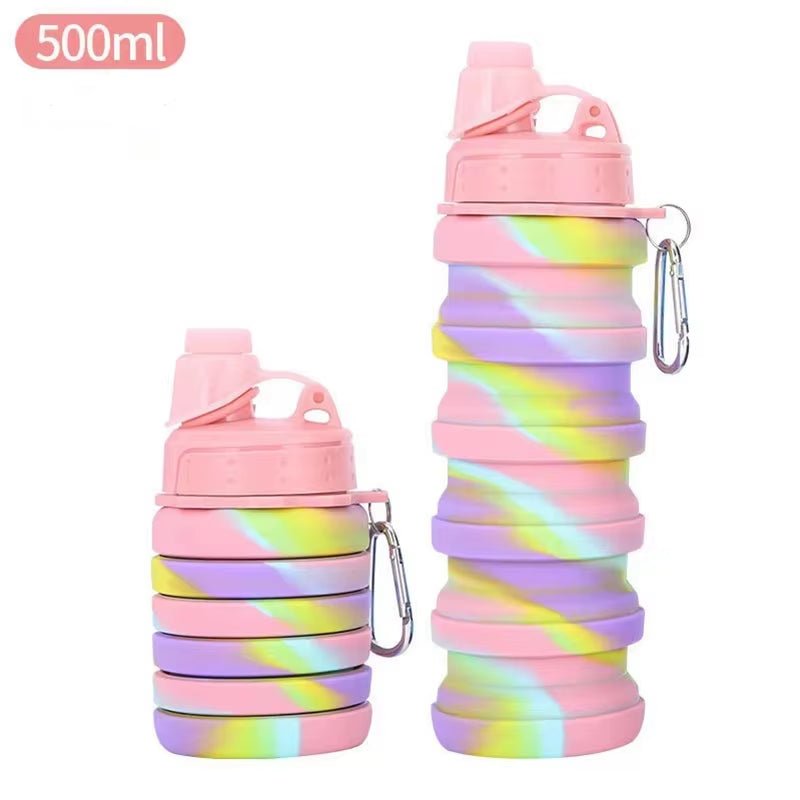 500Ml Silicone Foldable Water Bottle Cycling Water Cup Portable High Temperature Resistant Outdoor Travel Cup - FLUFFI