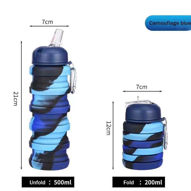 500Ml Silicone Foldable Water Bottle Cycling Water Cup Portable High Temperature Resistant Outdoor Travel Cup - FLUFFI