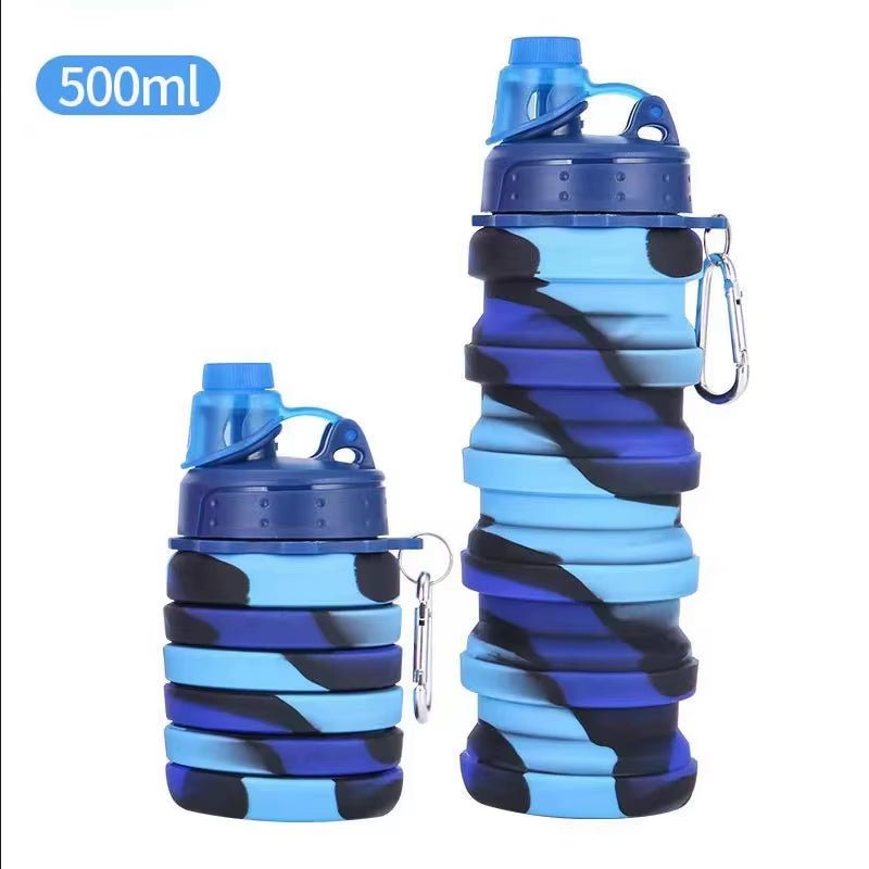 500Ml Silicone Foldable Water Bottle Cycling Water Cup Portable High Temperature Resistant Outdoor Travel Cup - FLUFFI
