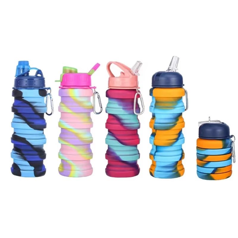 500Ml Silicone Foldable Water Bottle Cycling Water Cup Portable High Temperature Resistant Outdoor Travel Cup - FLUFFI