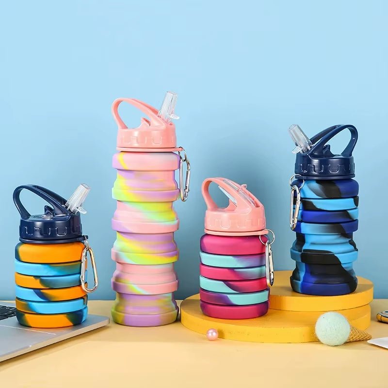 500Ml Silicone Foldable Water Bottle Cycling Water Cup Portable High Temperature Resistant Outdoor Travel Cup - FLUFFI