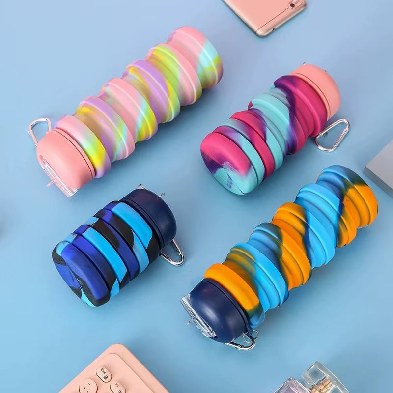 500Ml Silicone Foldable Water Bottle Cycling Water Cup Portable High Temperature Resistant Outdoor Travel Cup - FLUFFI