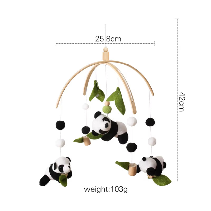 Newborn Panda Bamboo Leaf Bed Bell Toys 0-12 Months for Baby Crib Bed Wood Bell Mobile Toddler Carousel Cot Kid Musical Toy Gift