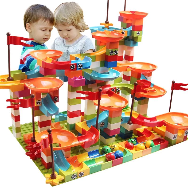 77 - 308PCS Marble Race Run Big Block Compatible City Building Blocks Funnel Slide Blocks DIY Big Bricks Toys for Children Gift - FLUFFI