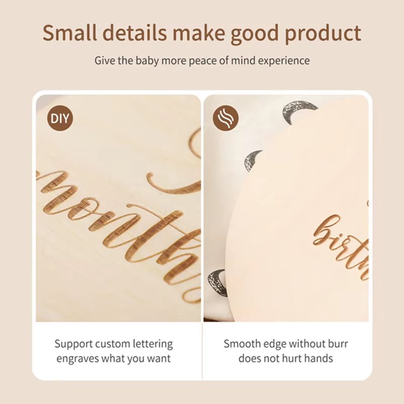 9PCS Newborn Wooden Balloon Milestone1 - 12 Month Card Wooden Baby Milestone Children Photography Props Birthday Party Decoration - FLUFFI