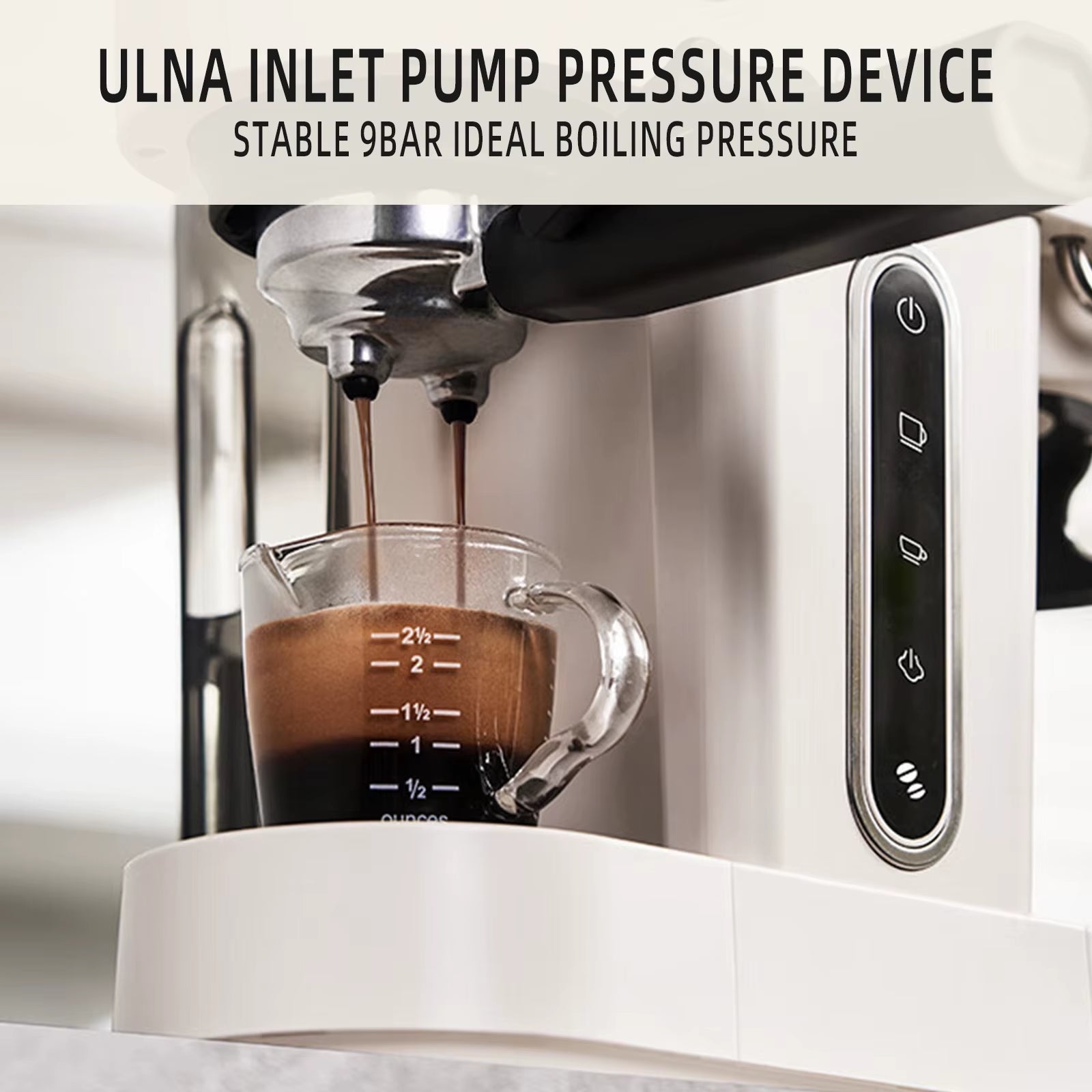 AC510 19Bar Semi Automatic Coffee Espresso Machine with Grinder & Steam Wand Espresso Maker - FLUFFI