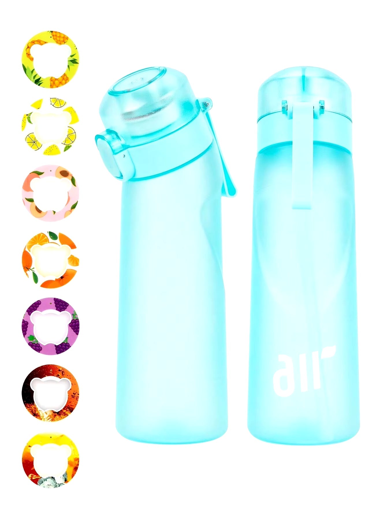 Air Water Bottle with 1Pc Random Flavor Pods Portable Transparent with Straw Leak Proof Suitable for Outdoor Sports - FLUFFI